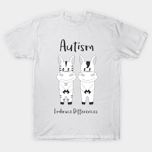 Autism Embrace Differences Zebras T-Shirt